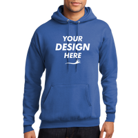Port & Co Core Fleece Pullover Hooded Sweatshirt, Royal, Front view, Mockup