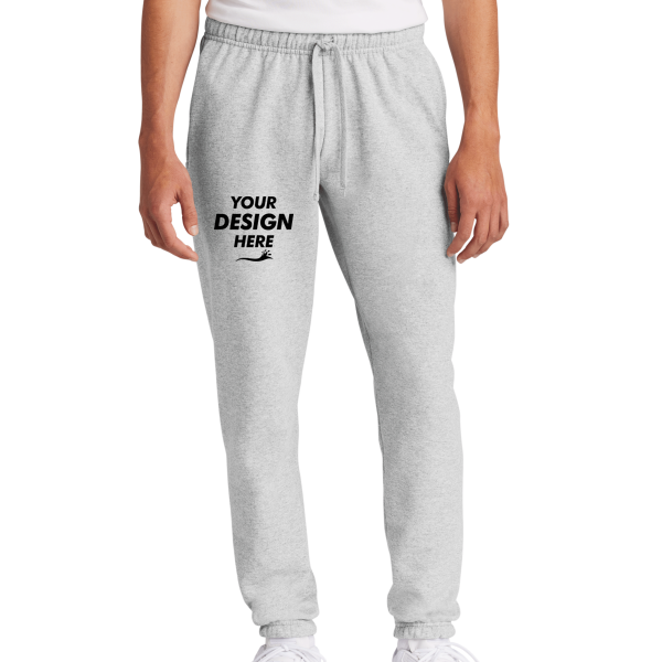 Port & Co Core Fleece Sweatpant, Ash, Front view, Mockup