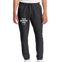 Port & Co Core Fleece Sweatpant, Dark Heather Grey, Front view, Mockup