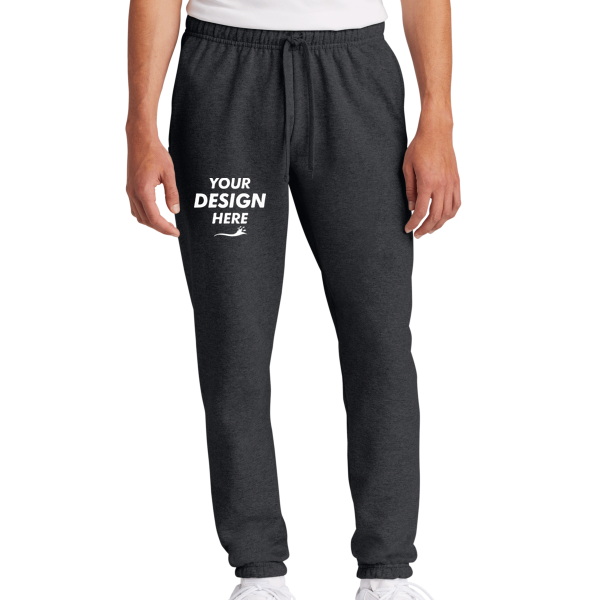 Port & Co Core Fleece Sweatpant, Dark Heather Grey, Front view, Mockup