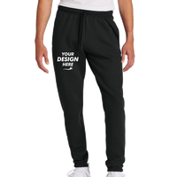 Port & Co Core Fleece Sweatpant, Jet Black, Front view, Mockup