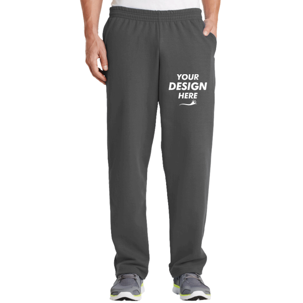 Port & Co Core Fleece Sweatpant with Pockets, Charcoal, Front view, Mockup