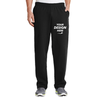Port & Co Core Fleece Sweatpant with Pockets, Jet Black, Front view, Mockup