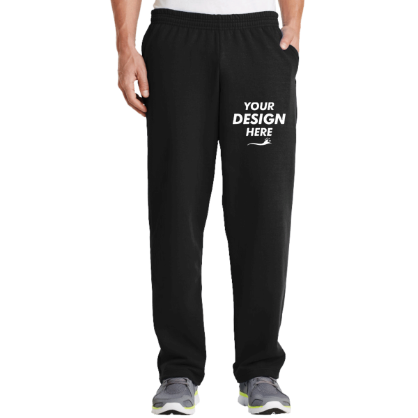 Port & Co Core Fleece Sweatpant with Pockets, Jet Black, Front view, Mockup