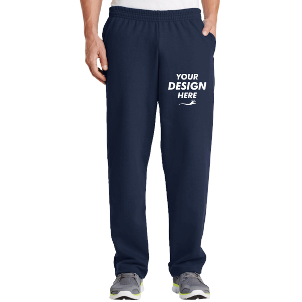 Port & Co Core Fleece Sweatpant with Pockets, Navy, Front view, Mockup