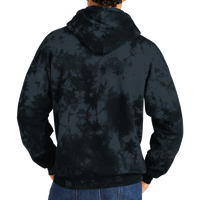 Port & Co Crystal Tie Dye Pullover Hoodie, Black / Black, Back view