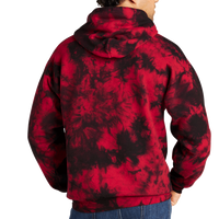 Port & Co Crystal Tie Dye Pullover Hoodie, Black / Red, Back view