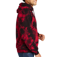 Port & Co Crystal Tie Dye Pullover Hoodie, Black / Red, Right Sleeve view