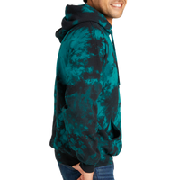 Port & Co Crystal Tie Dye Pullover Hoodie, Black / Teal, Right Sleeve view
