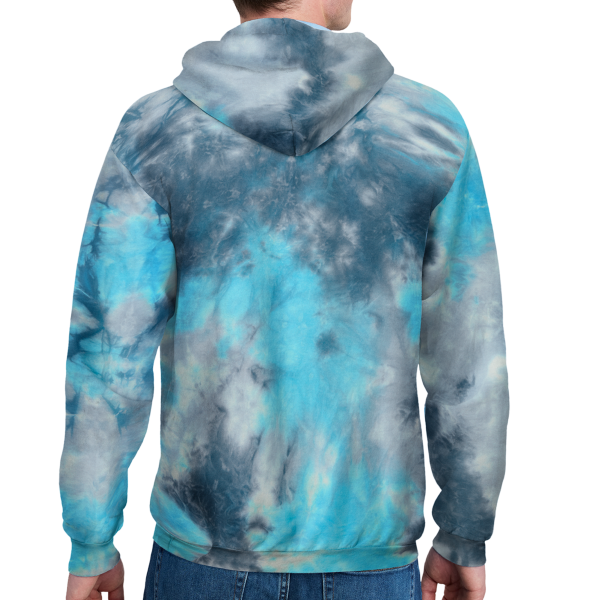 Port & Co Crystal Tie Dye Pullover Hoodie, Lagoon Colorburst / Lagoon Colorburst, Back view