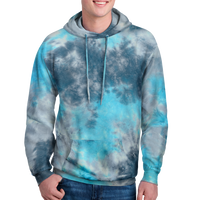 Port & Co Crystal Tie Dye Pullover Hoodie, Lagoon Colorburst / Lagoon Colorburst, Front view