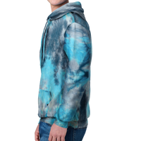 Port & Co Crystal Tie Dye Pullover Hoodie, Lagoon Colorburst / Lagoon Colorburst, Left Sleeve view
