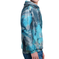 Port & Co Crystal Tie Dye Pullover Hoodie, Lagoon Colorburst / Lagoon Colorburst, Right Sleeve view