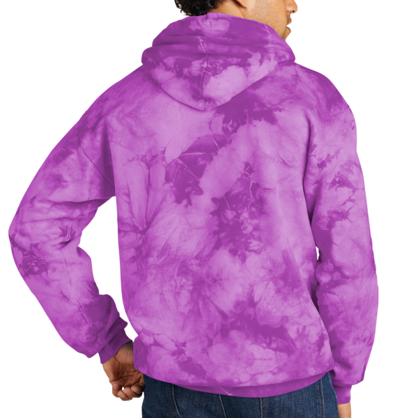 Port & Co Crystal Tie Dye Pullover Hoodie, Purple / Purple, Back view