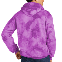 Port & Co Crystal Tie Dye Pullover Hoodie, Purple / Purple, Back view