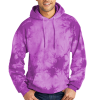 Port & Co Crystal Tie Dye Pullover Hoodie, Purple / Purple, Front view