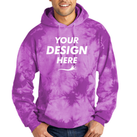 Port & Co Crystal Tie Dye Pullover Hoodie, Purple / Purple, Front view, Mockup