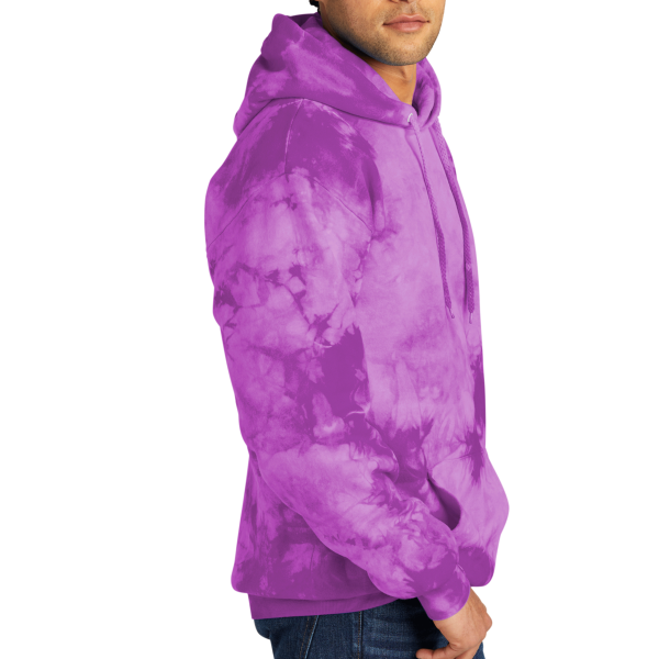 Port & Co Crystal Tie Dye Pullover Hoodie, Purple / Purple, Right Sleeve view