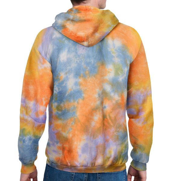 Port & Co Crystal Tie Dye Pullover Hoodie, Sherbet Colorburst / Sherbet Colorburst, Back view