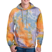 Port & Co Crystal Tie Dye Pullover Hoodie, Sherbet Colorburst / Sherbet Colorburst, Front view