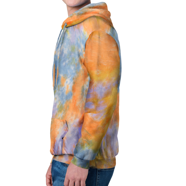 Port & Co Crystal Tie Dye Pullover Hoodie, Sherbet Colorburst / Sherbet Colorburst, Left Sleeve view