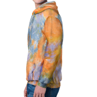 Port & Co Crystal Tie Dye Pullover Hoodie, Sherbet Colorburst / Sherbet Colorburst, Left Sleeve view