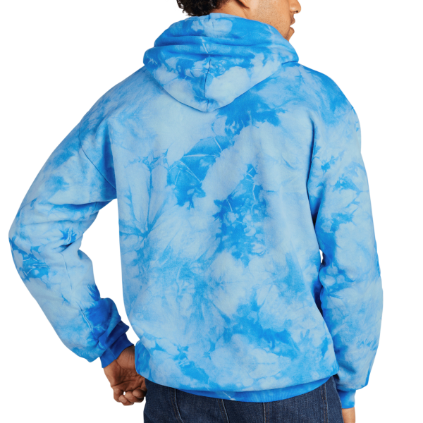 Port & Co Crystal Tie Dye Pullover Hoodie, Sky Blue / Sky Blue, Back view