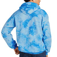 Port & Co Crystal Tie Dye Pullover Hoodie, Sky Blue / Sky Blue, Back view
