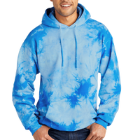 Port & Co Crystal Tie Dye Pullover Hoodie, Sky Blue / Sky Blue, Front view