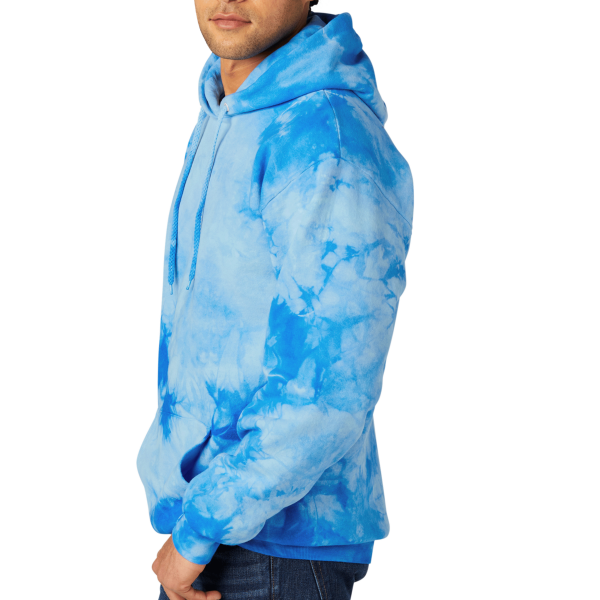 Port & Co Crystal Tie Dye Pullover Hoodie, Sky Blue / Sky Blue, Left Sleeve view
