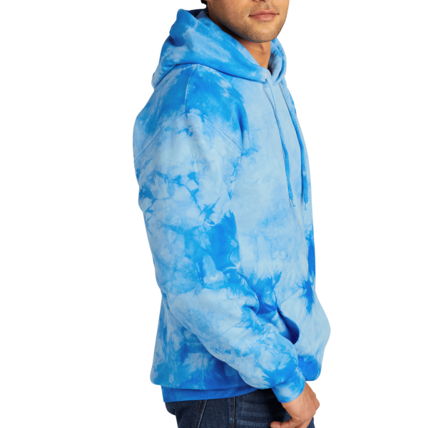 Port & Co Crystal Tie Dye Pullover Hoodie, Sky Blue / Sky Blue, Right Sleeve view