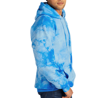 Port & Co Crystal Tie Dye Pullover Hoodie, Sky Blue / Sky Blue, Right Sleeve view
