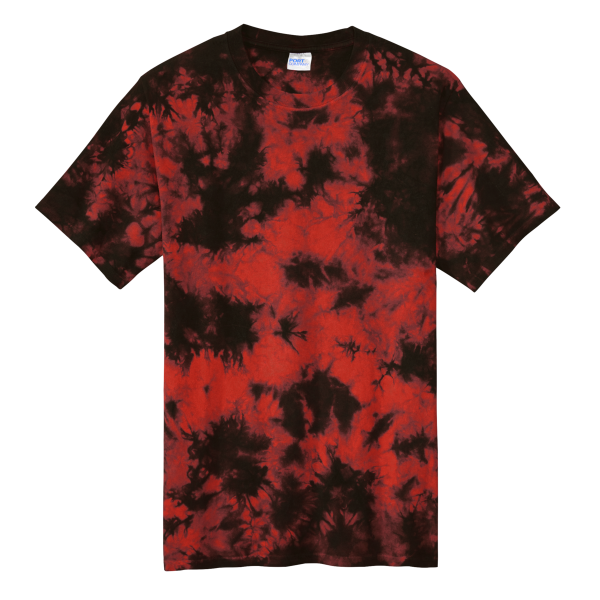 Port & Co Crystal Tie Dye Tee, Black / Red, Front view