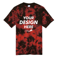 Port & Co Crystal Tie Dye Tee, Black / Red, Front view, Mockup