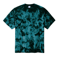 Port & Co Crystal Tie Dye Tee, Black / Teal, Front view