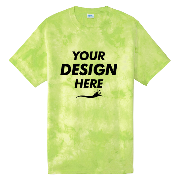 Port & Co Crystal Tie Dye Tee, Lemon Lime / Lemon Lime, Front view, Mockup
