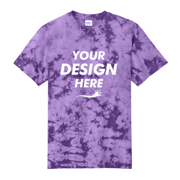Port & Co Crystal Tie Dye Tee, Purple / Purple, Front view, Mockup