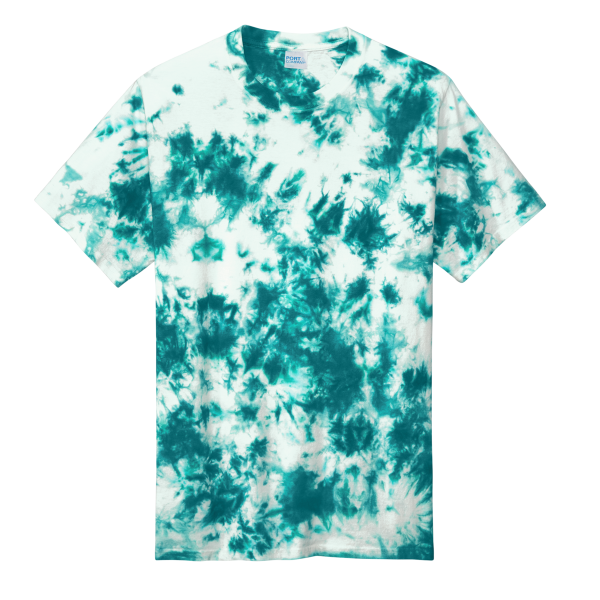 Port & Co Crystal Tie Dye Tee, Teal / Teal, Front view