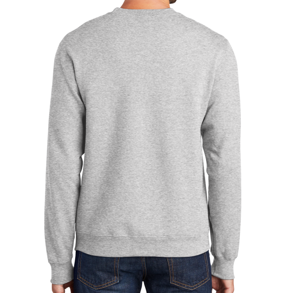 Port & Co Essential Fleece Crewneck Sweatshirt, Ash, Back view
