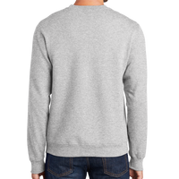 Port & Co Essential Fleece Crewneck Sweatshirt, Ash, Back view