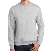 Port & Co Essential Fleece Crewneck Sweatshirt, Ash, Front view