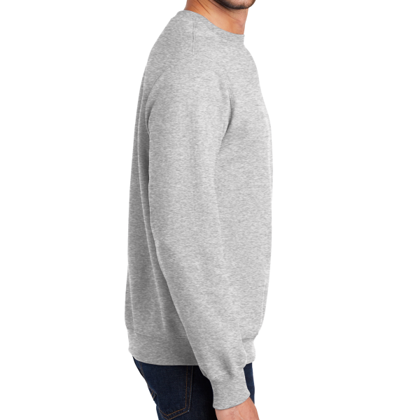 Port & Co Essential Fleece Crewneck Sweatshirt, Ash, Right Sleeve view
