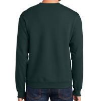 Port & Co Essential Fleece Crewneck Sweatshirt, Dark Green, Back view