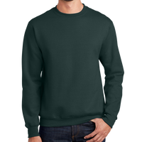 Port & Co Essential Fleece Crewneck Sweatshirt, Dark Green, Front view