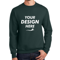 Port & Co Essential Fleece Crewneck Sweatshirt, Dark Green, Front view, Mockup