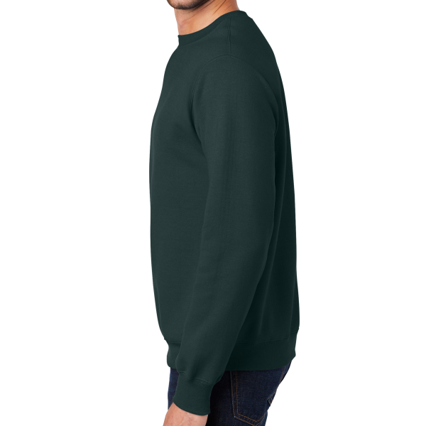 Port & Co Essential Fleece Crewneck Sweatshirt, Dark Green, Left Sleeve view