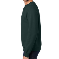 Port & Co Essential Fleece Crewneck Sweatshirt, Dark Green, Left Sleeve view
