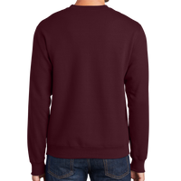 Port & Co Essential Fleece Crewneck Sweatshirt, Maroon, Back view
