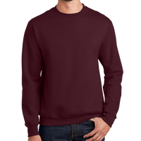 Port & Co Essential Fleece Crewneck Sweatshirt, Maroon, Front view