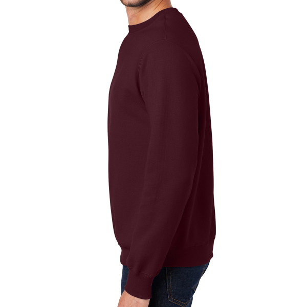 Port & Co Essential Fleece Crewneck Sweatshirt, Maroon, Left Sleeve view